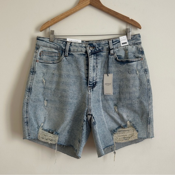 Judy Blue || Womens Distressed Cut Off High blue Denim stretch shorts Sz 1xl - Picture 1 of 10